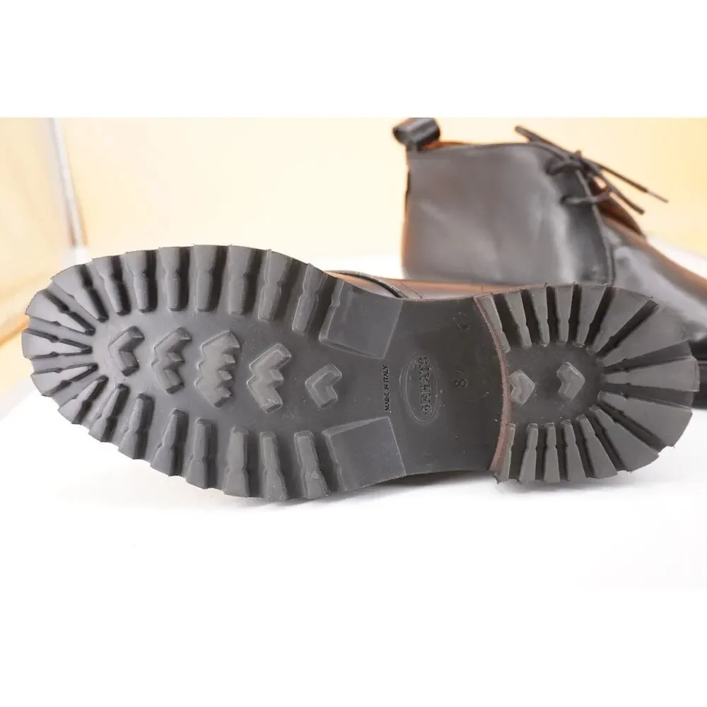 GREATS Brooklyn Chukka Boot Black Leather SZ 8 New Desert Lug 2 lace Army
